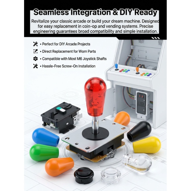 1 PCS M6 조이스틱 조이스틱 용 미국식 볼 헤드  - Arcade Games And Vending 리뷰 및 가격